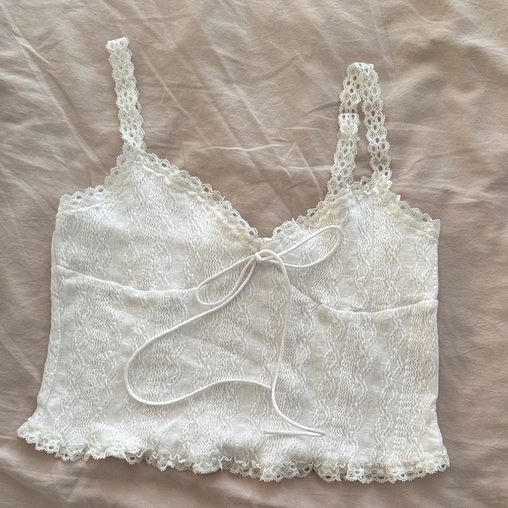 White Lace Cropped Camisole Top